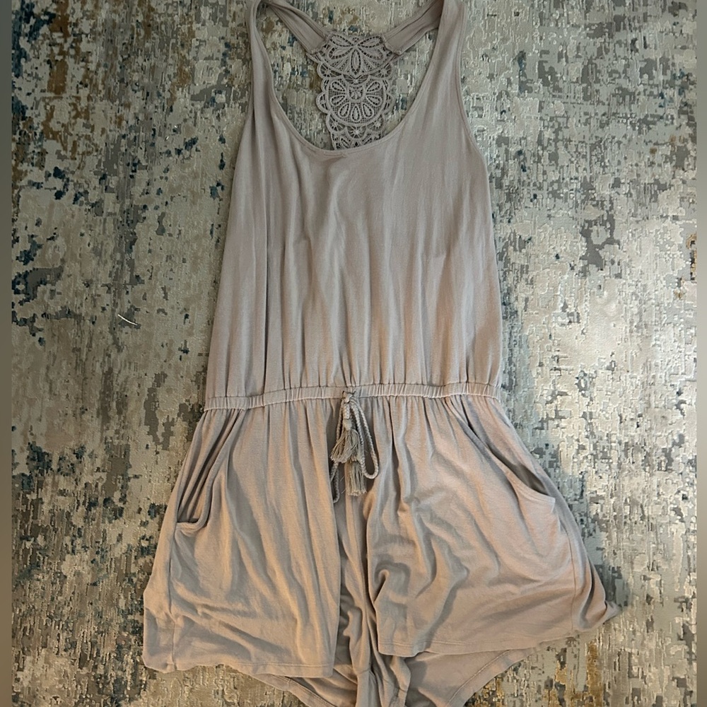 Beige Aerie Romper with Pockets!
